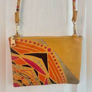 Amelie Galanti small leather block print cross body small bag.